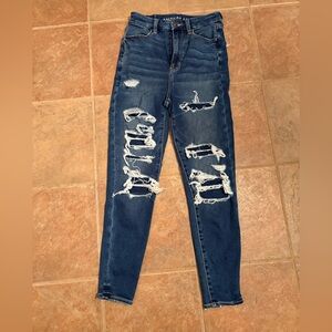 American Eagle Outfitters Ripped Dark Blue Skinny Jeans